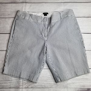 J.Crew Blue and White Searsucker Bermuda Short City Fit Size 8